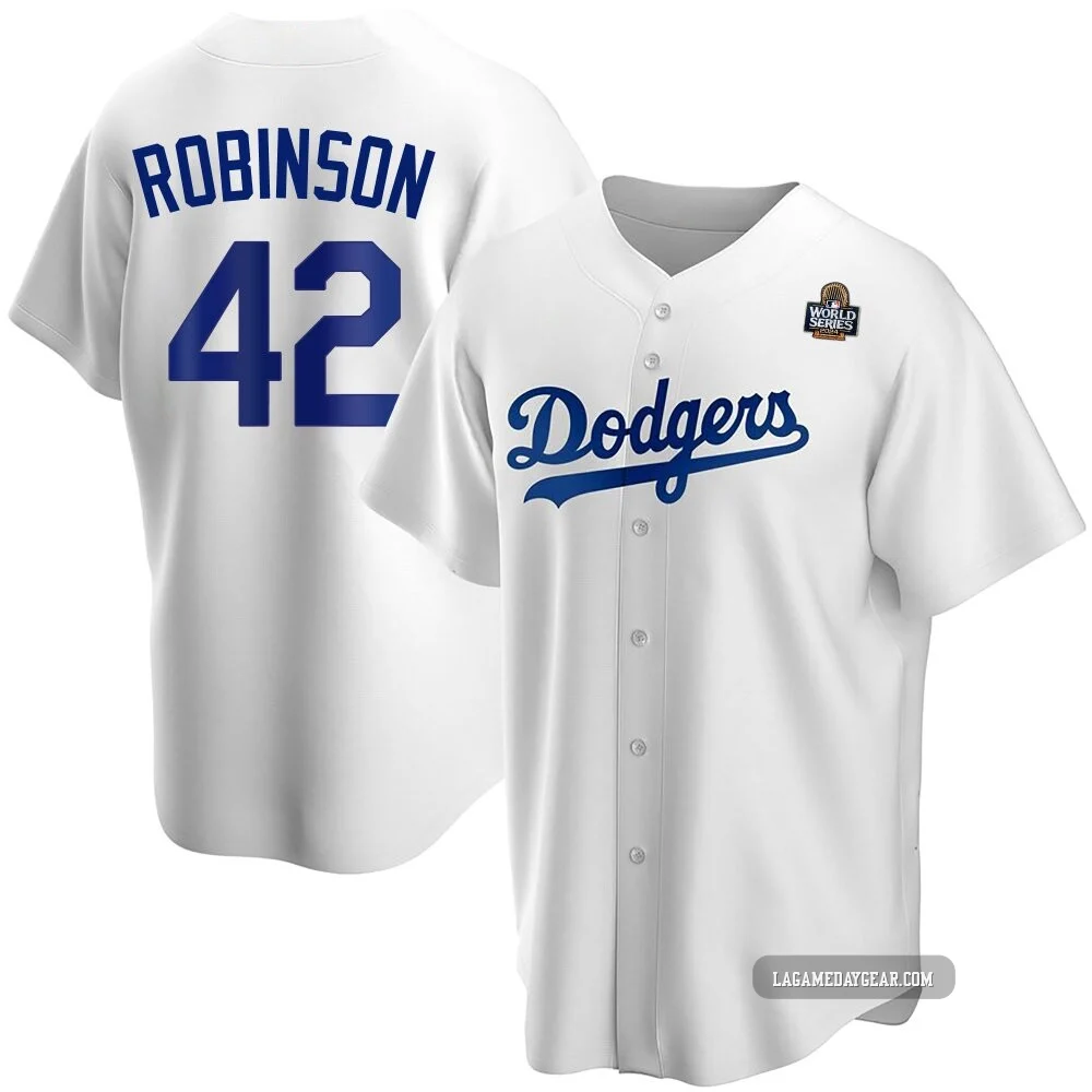 Jackie Robinson ＃42 Los Angeles Dodgers Replica Youth White Home 2024 World Series Jersey