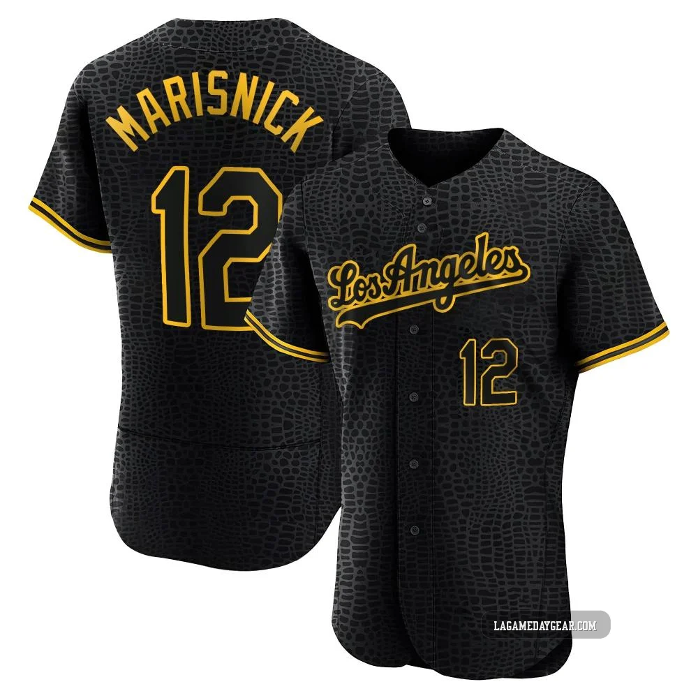 Jake Marisnick ＃12 Los Angeles Dodgers Authentic Men's Black Snake Skin City Jersey