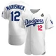 Jake Marisnick ＃12 Los Angeles Dodgers Authentic Men's White Home Official 2024 World Series Jersey