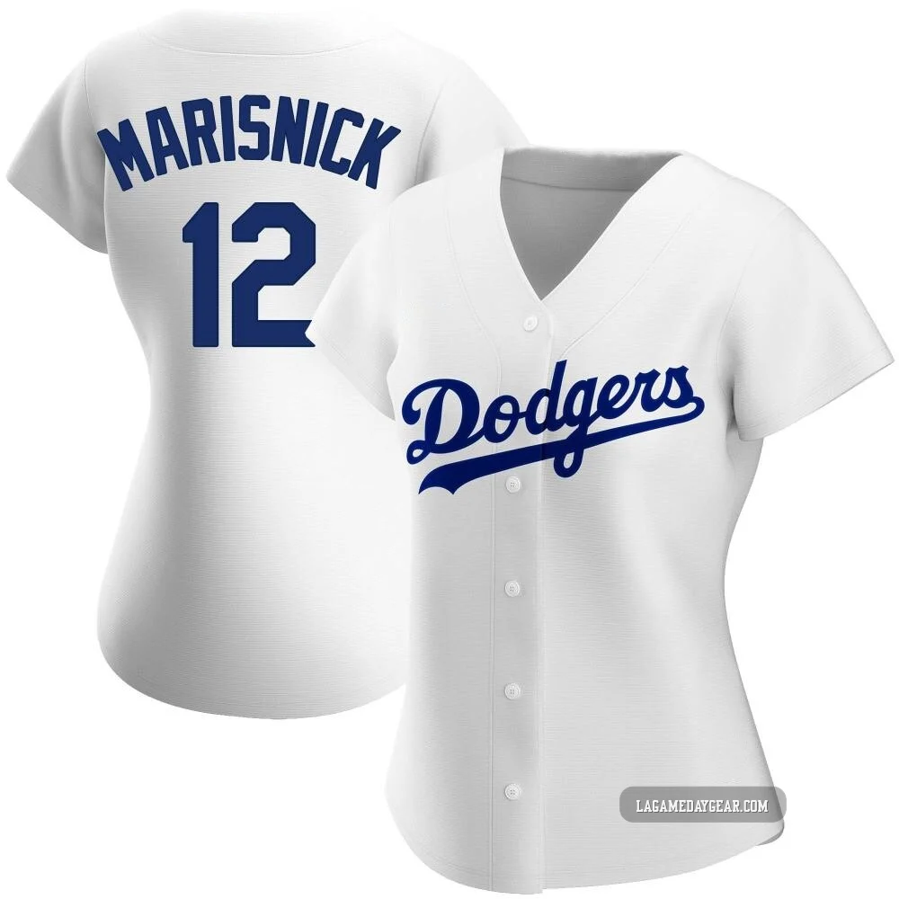 Jake Marisnick ＃12 Los Angeles Dodgers Authentic Women's White Home Jersey
