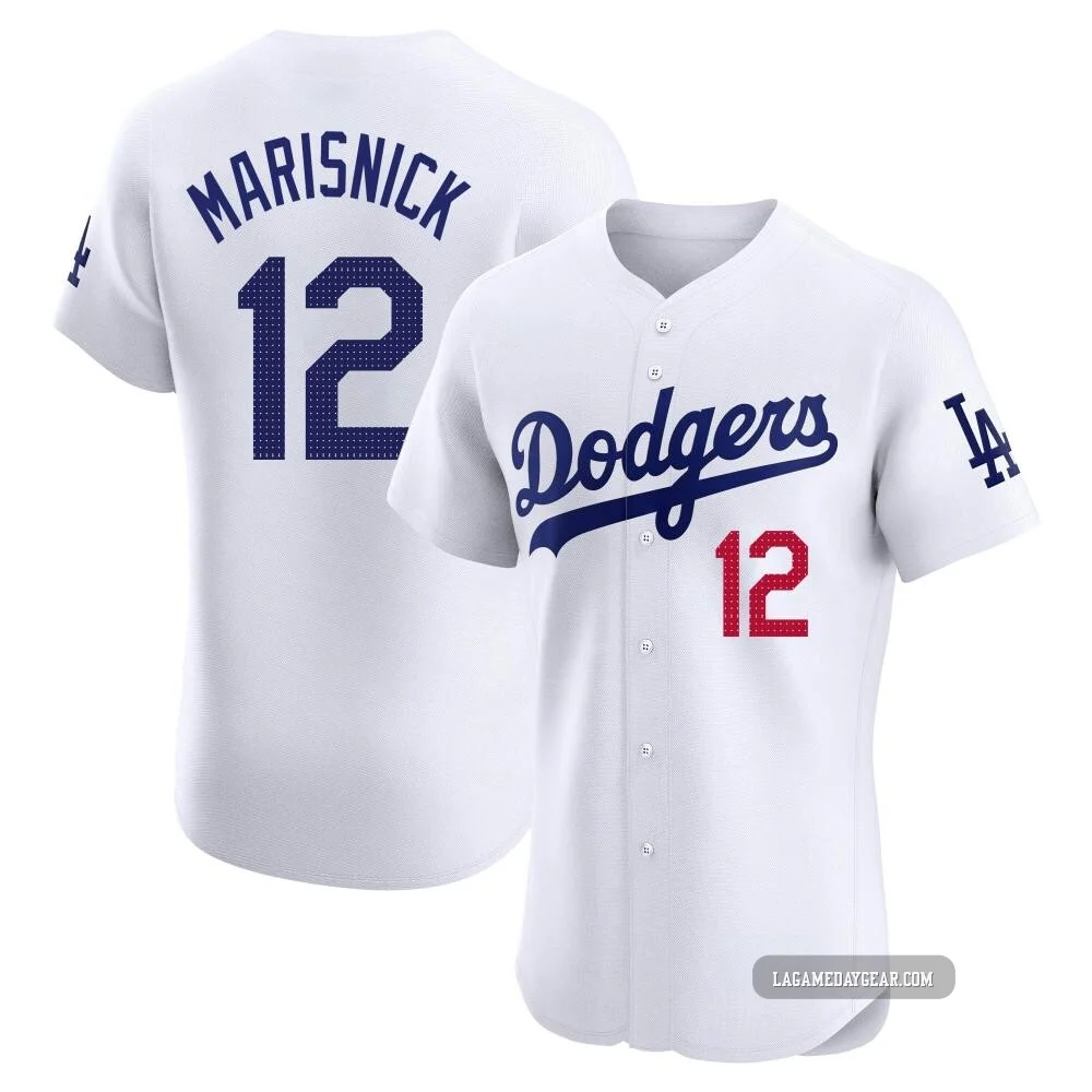 Jake Marisnick ＃12 Los Angeles Dodgers Elite Men's White Home Jersey