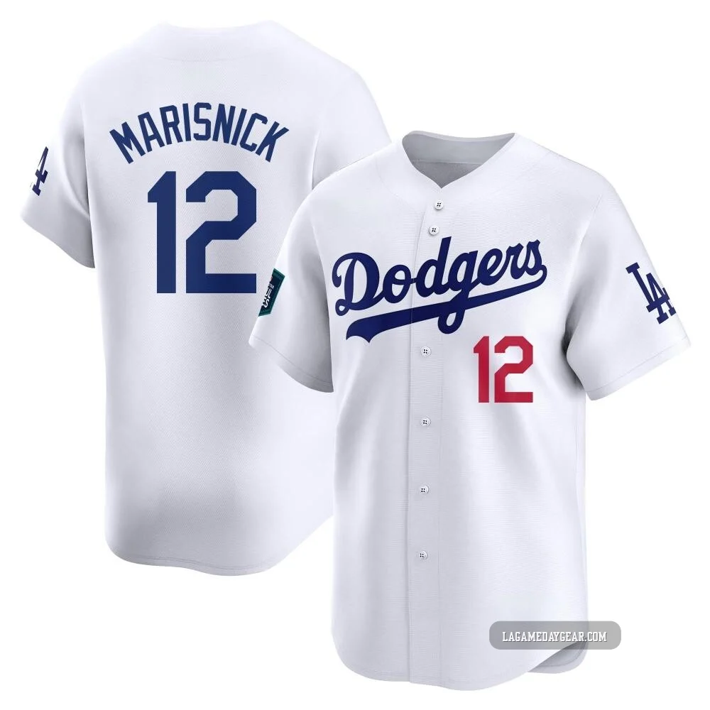 Jake Marisnick ＃12 Los Angeles Dodgers Limited Men's White 2024 World Tour Seoul Series Home Jersey