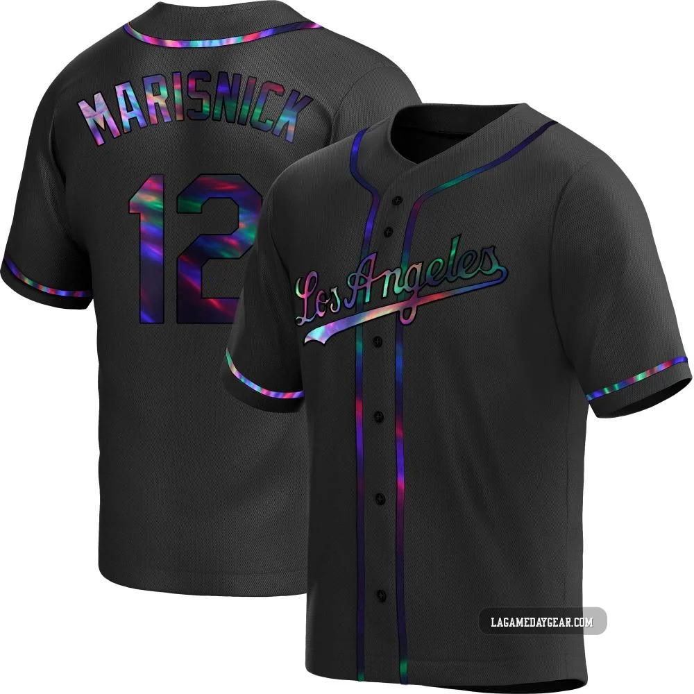 Jake Marisnick ＃12 Los Angeles Dodgers Replica Youth Black Holographic Alternate Jersey