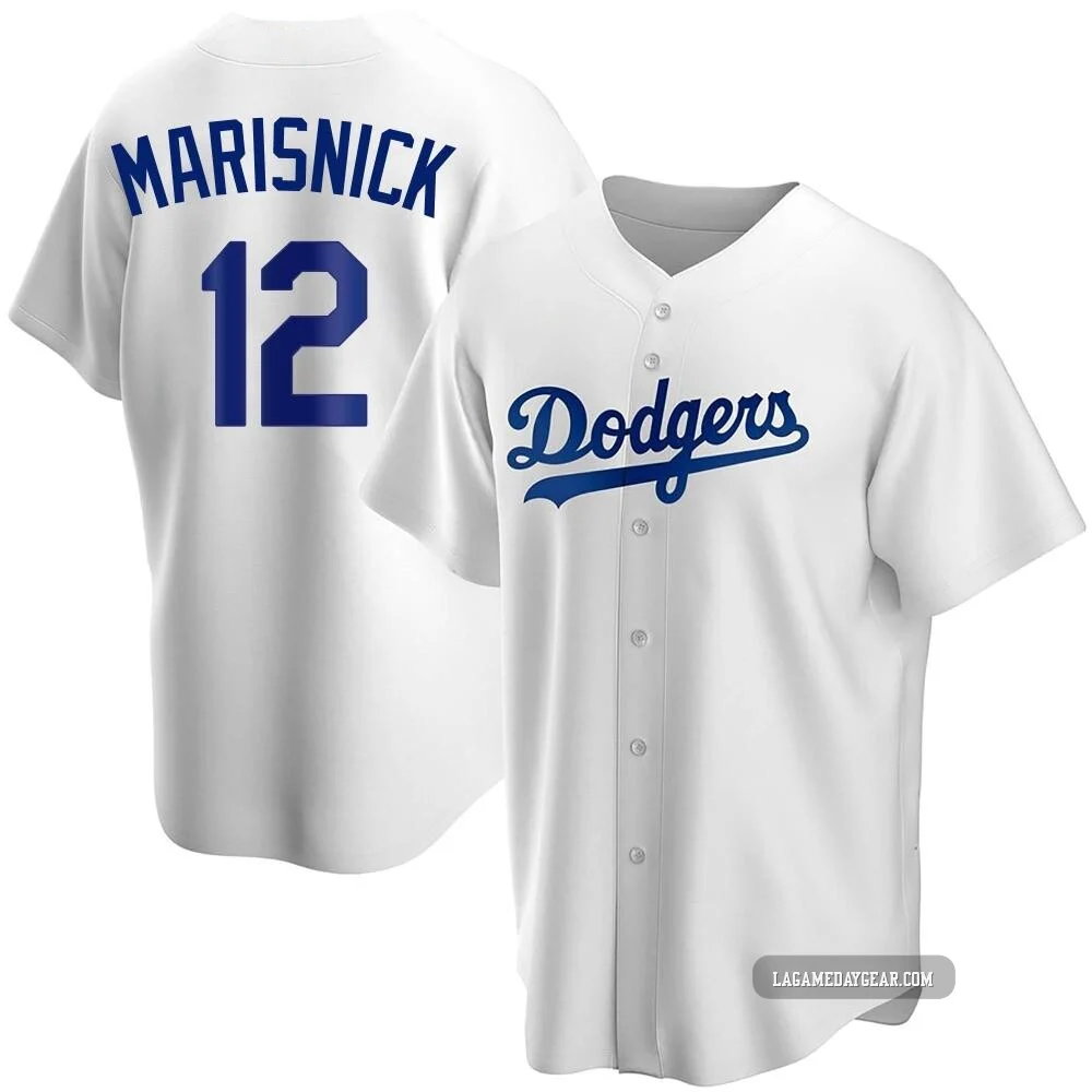 Jake Marisnick ＃12 Los Angeles Dodgers Replica Youth White Home Jersey