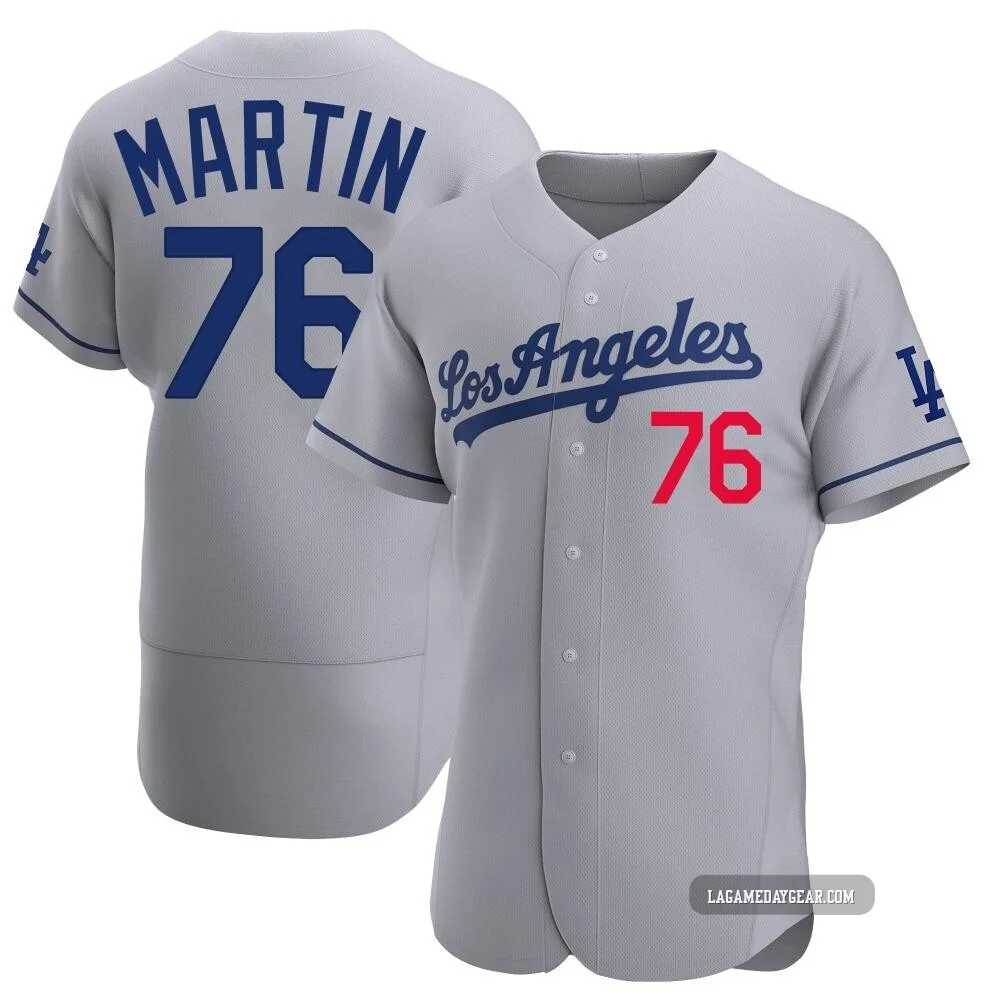 J.D. Martin ＃76 Los Angeles Dodgers Authentic Men's Gray Away Jersey