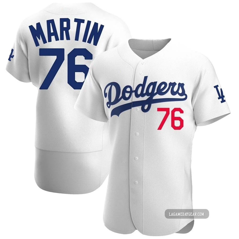 J.D. Martin ＃76 Los Angeles Dodgers Authentic Men's White Home Jersey