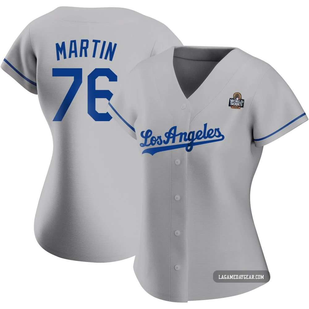 J.D. Martin ＃76 Los Angeles Dodgers Authentic Women's Gray Road 2024 World Series Jersey