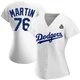 J.D. Martin ＃76 Los Angeles Dodgers Authentic Women's White Home 2024 World Series Jersey