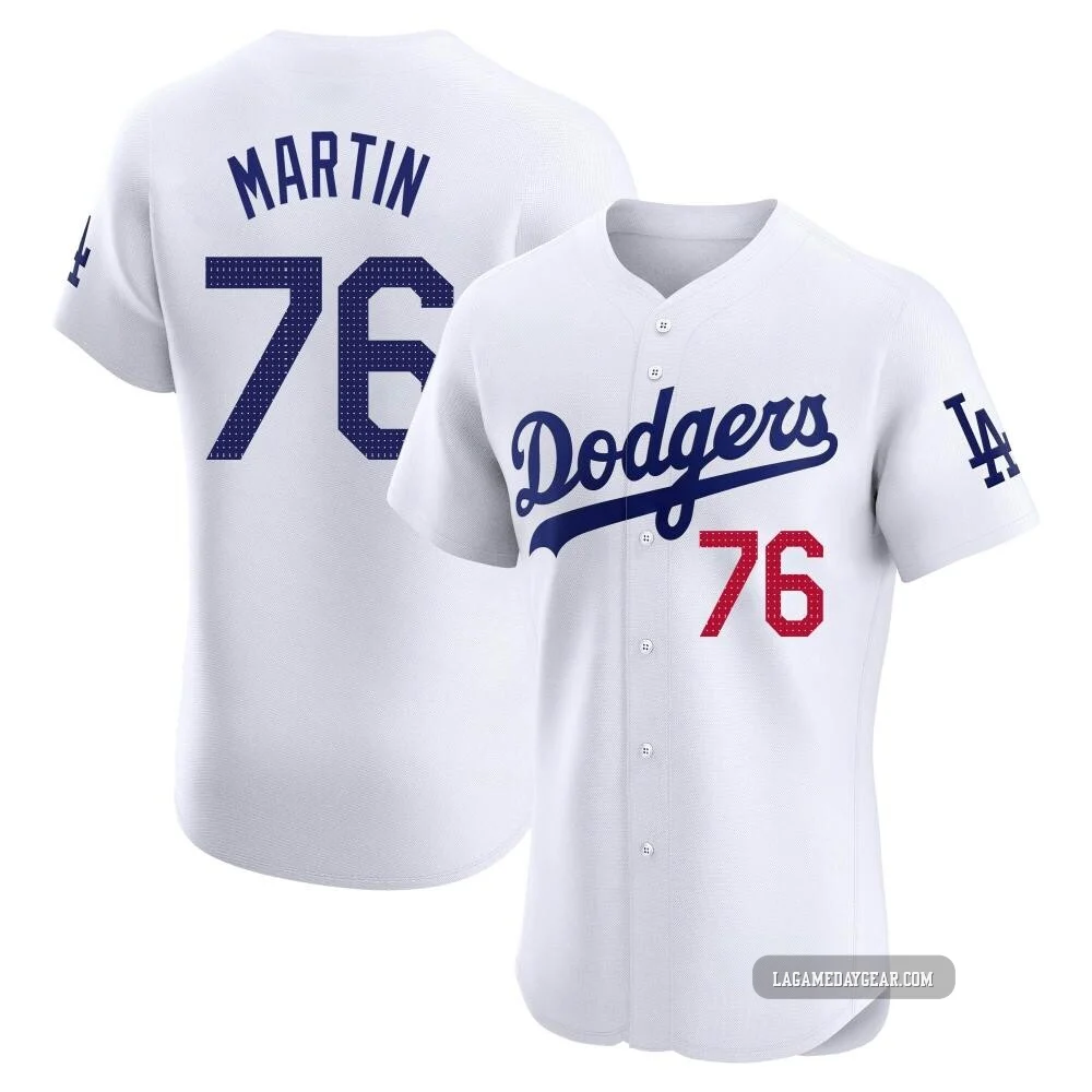 J.D. Martin ＃76 Los Angeles Dodgers Elite Men's White Home Jersey