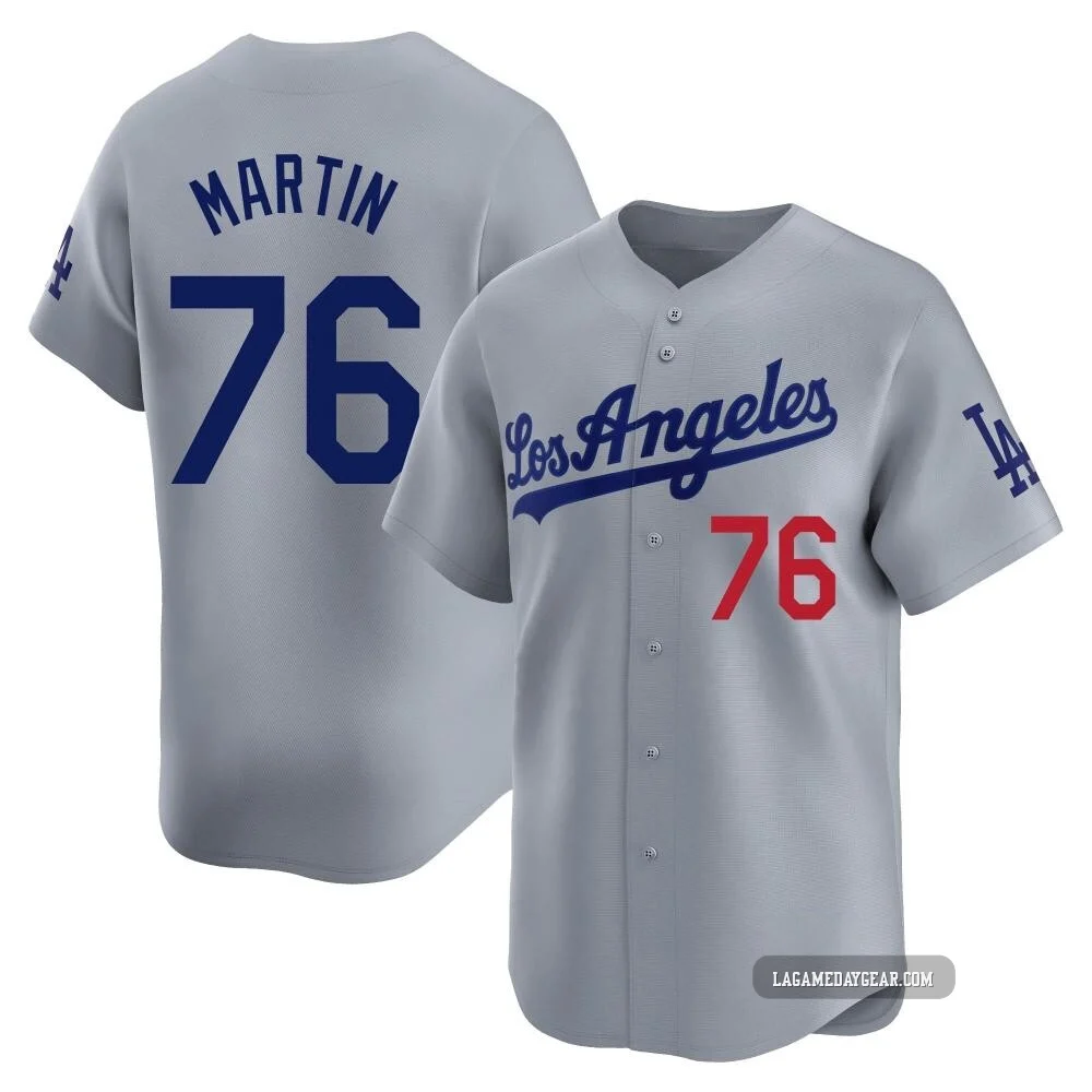 J.D. Martin ＃76 Los Angeles Dodgers Limited Men's Gray Away Jersey