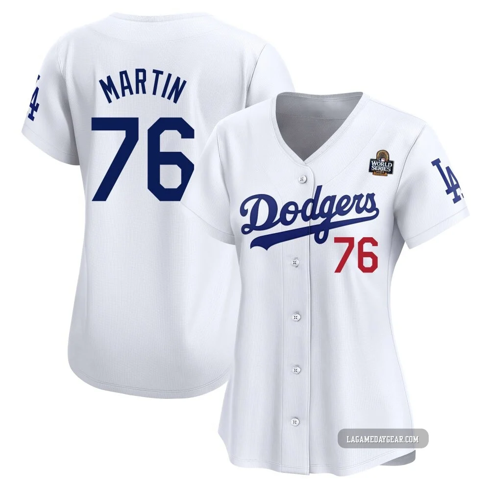 J.D. Martin ＃76 Los Angeles Dodgers Limited Women's White Home 2024 World Series Jersey