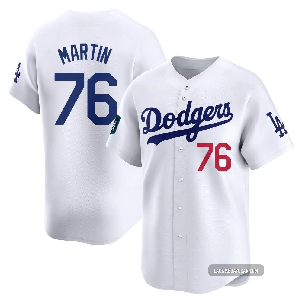 J.D. Martin ＃76 Los Angeles Dodgers Limited Youth White 2024 World Tour Seoul Series Home Jersey