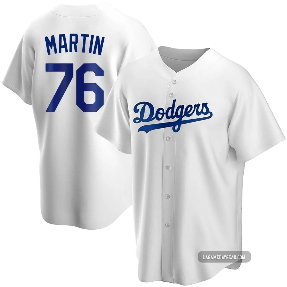 J.D. Martin ＃76 Los Angeles Dodgers Replica Youth White Home Jersey