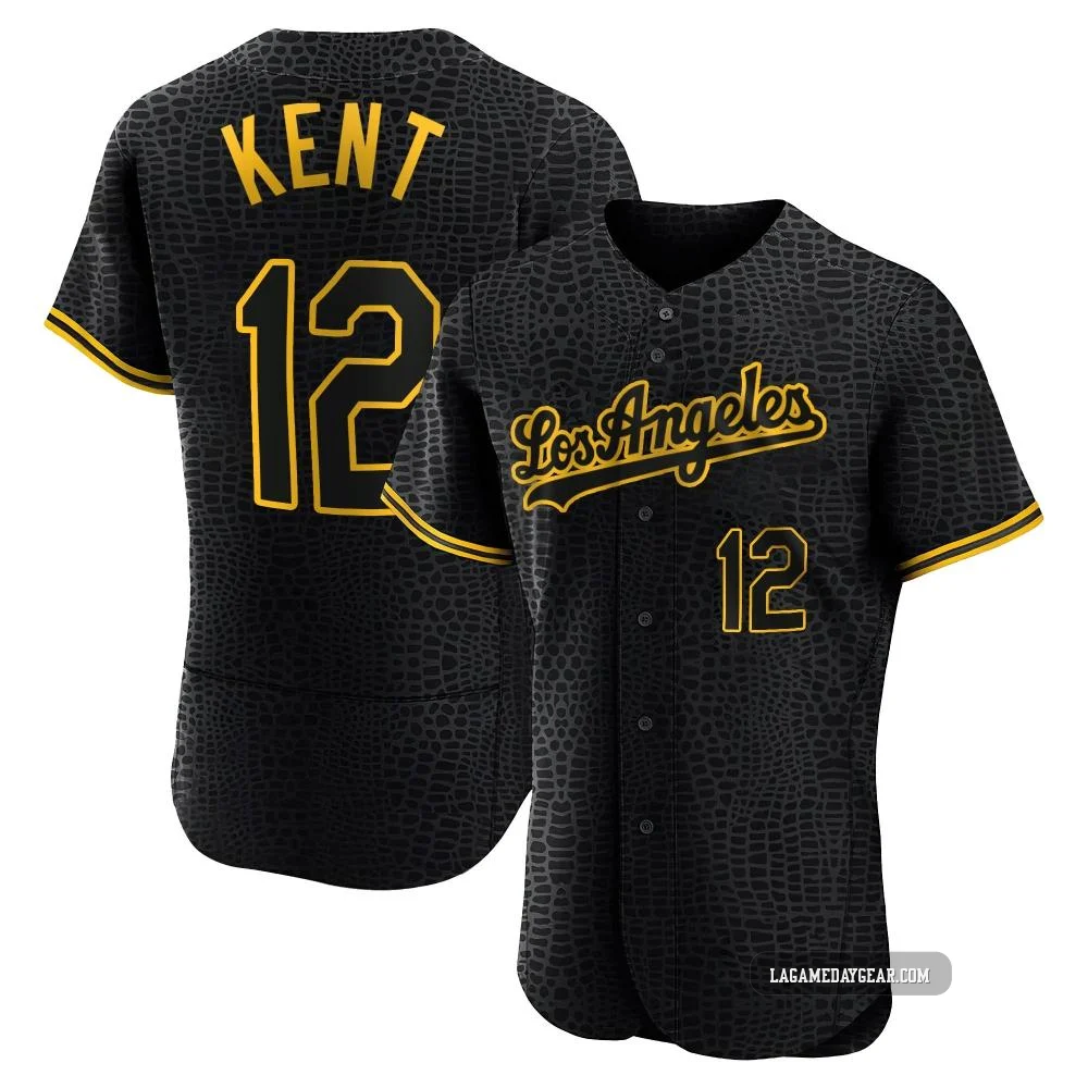 Jeff Kent ＃12 Los Angeles Dodgers Authentic Men's Black Snake Skin City Jersey