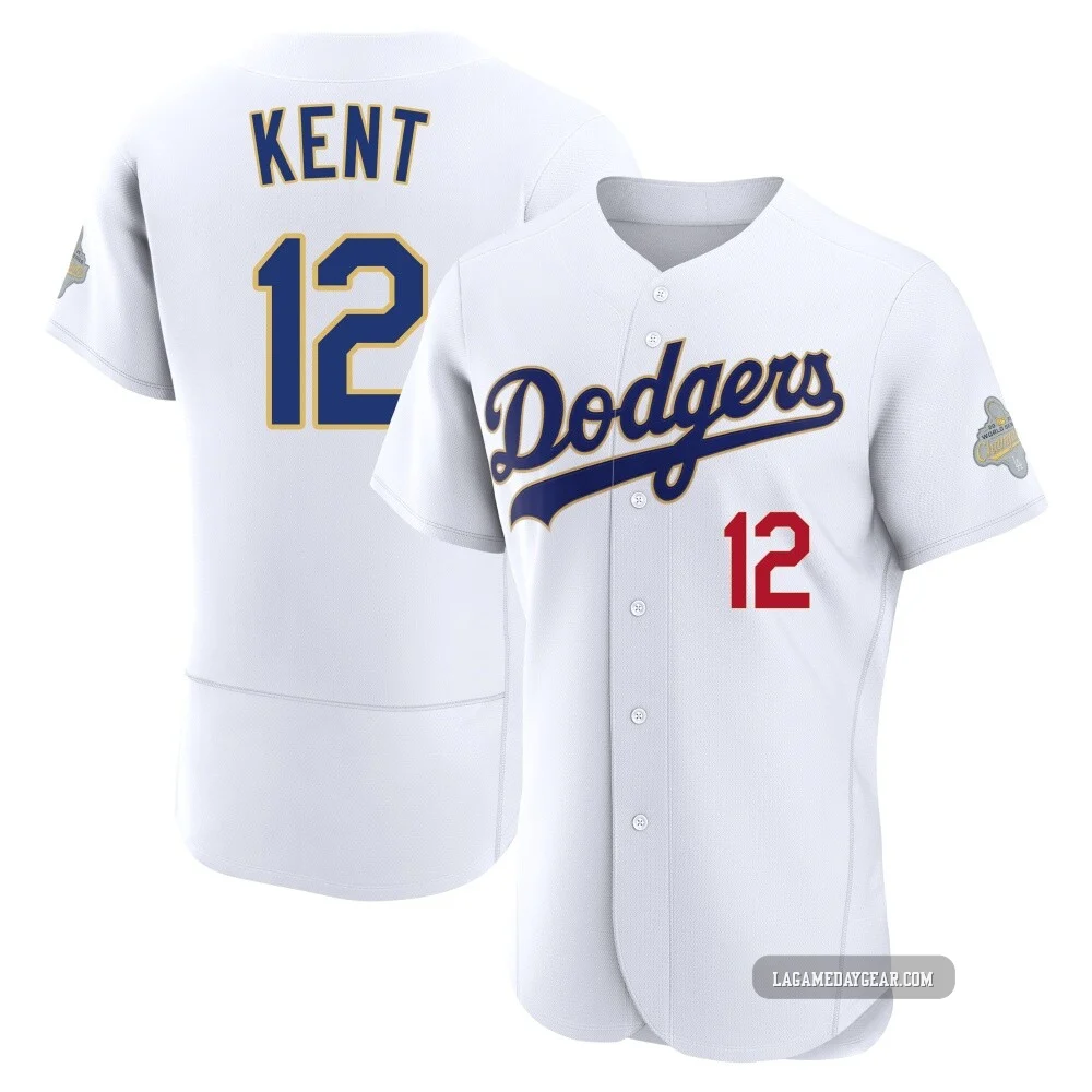 Jeff Kent ＃12 Los Angeles Dodgers Authentic Men's Gold White 2026 Collection Jersey