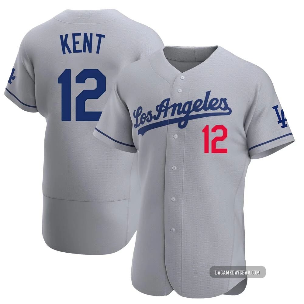 Jeff Kent ＃12 Los Angeles Dodgers Authentic Men's Gray Away Jersey