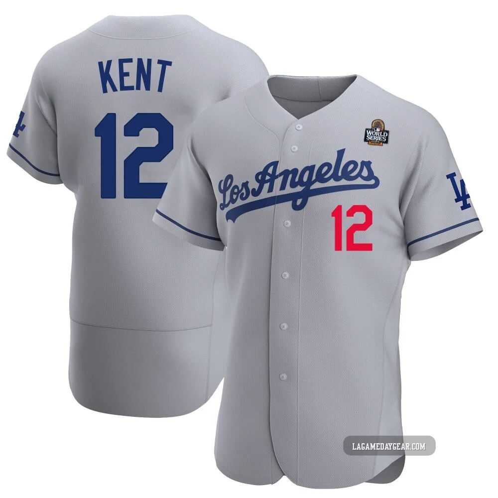 Jeff Kent ＃12 Los Angeles Dodgers Authentic Men's Gray Away Official 2024 World Series Jersey