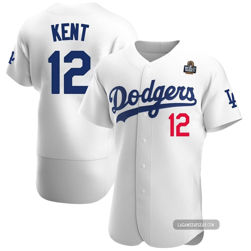 Jeff Kent ＃12 Los Angeles Dodgers Authentic Men's White Home Official 2024 World Series Jersey