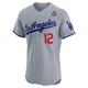 Jeff Kent ＃12 Los Angeles Dodgers Elite Men's Gray Road 2024 World Series Jersey