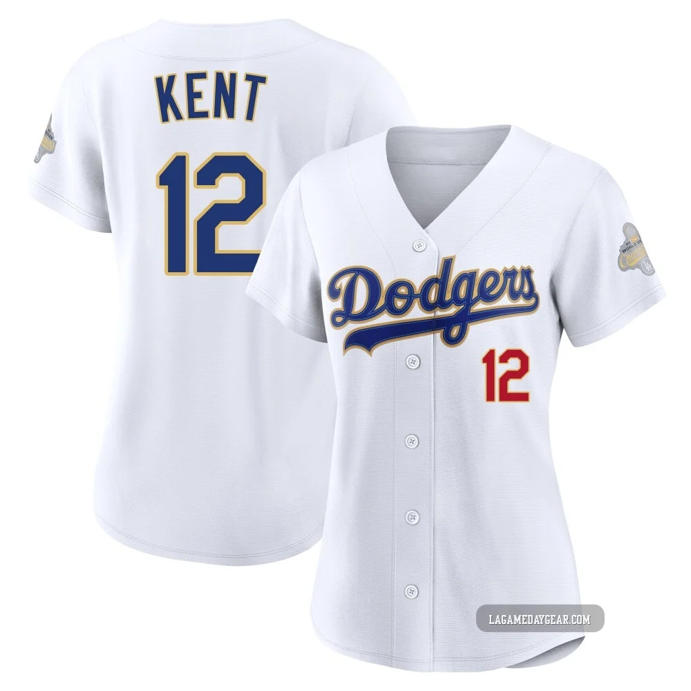Jeff Kent ＃12 Los Angeles Dodgers Limited Women's Gold White 2026 Collection Stadium Jersey