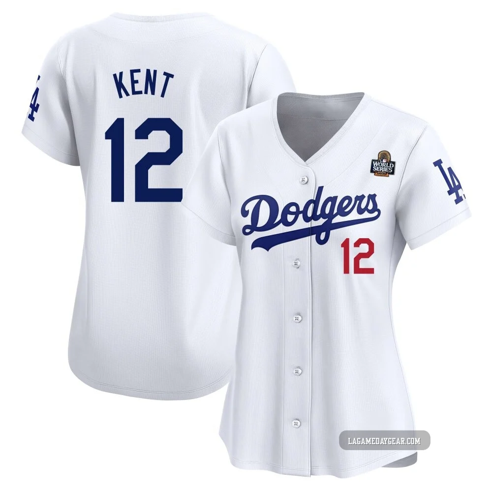 Jeff Kent ＃12 Los Angeles Dodgers Limited Women's White Home 2024 World Series Jersey