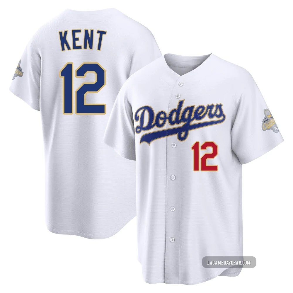 Jeff Kent ＃12 Los Angeles Dodgers Limited Youth Gold White 2026 Collection Stadium Jersey