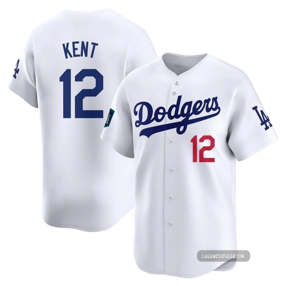 Jeff Kent ＃12 Los Angeles Dodgers Limited Youth White 2024 World Tour Seoul Series Home Jersey