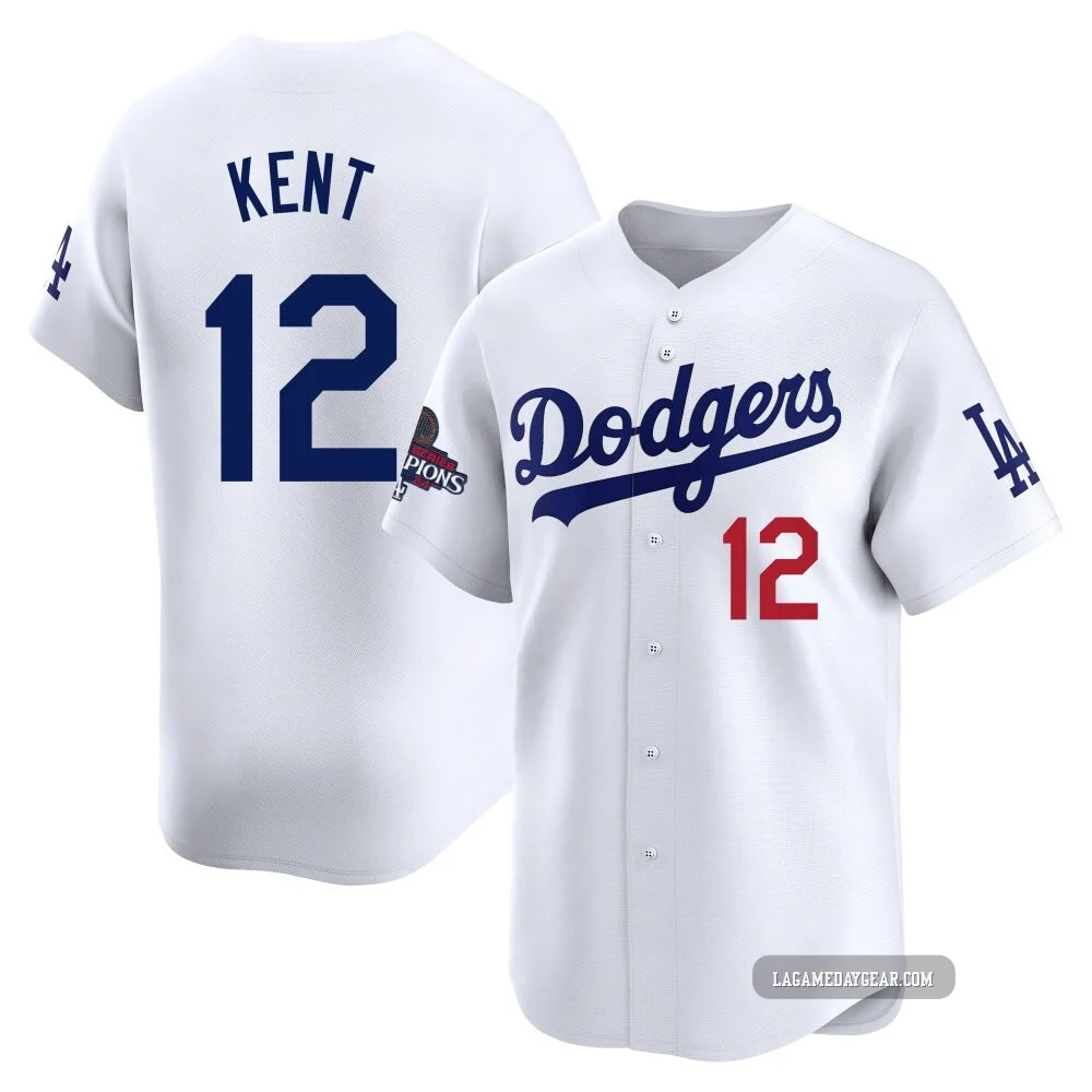 Jeff Kent ＃12 Los Angeles Dodgers Limited Youth White Home 2024 World Series Champions Jersey