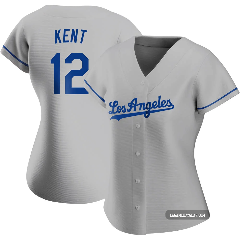 Jeff Kent ＃12 Los Angeles Dodgers Replica Women's Gray Road Jersey