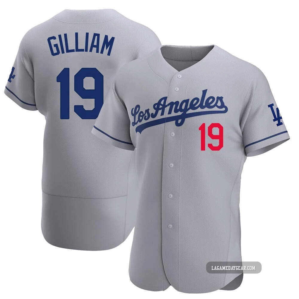 Jim Gilliam ＃19 Los Angeles Dodgers Authentic Men's Gray Away Jersey