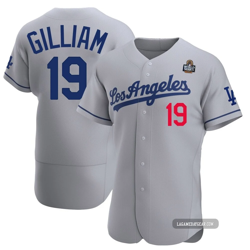 Jim Gilliam ＃19 Los Angeles Dodgers Authentic Men's Gray Away Official 2024 World Series Jersey