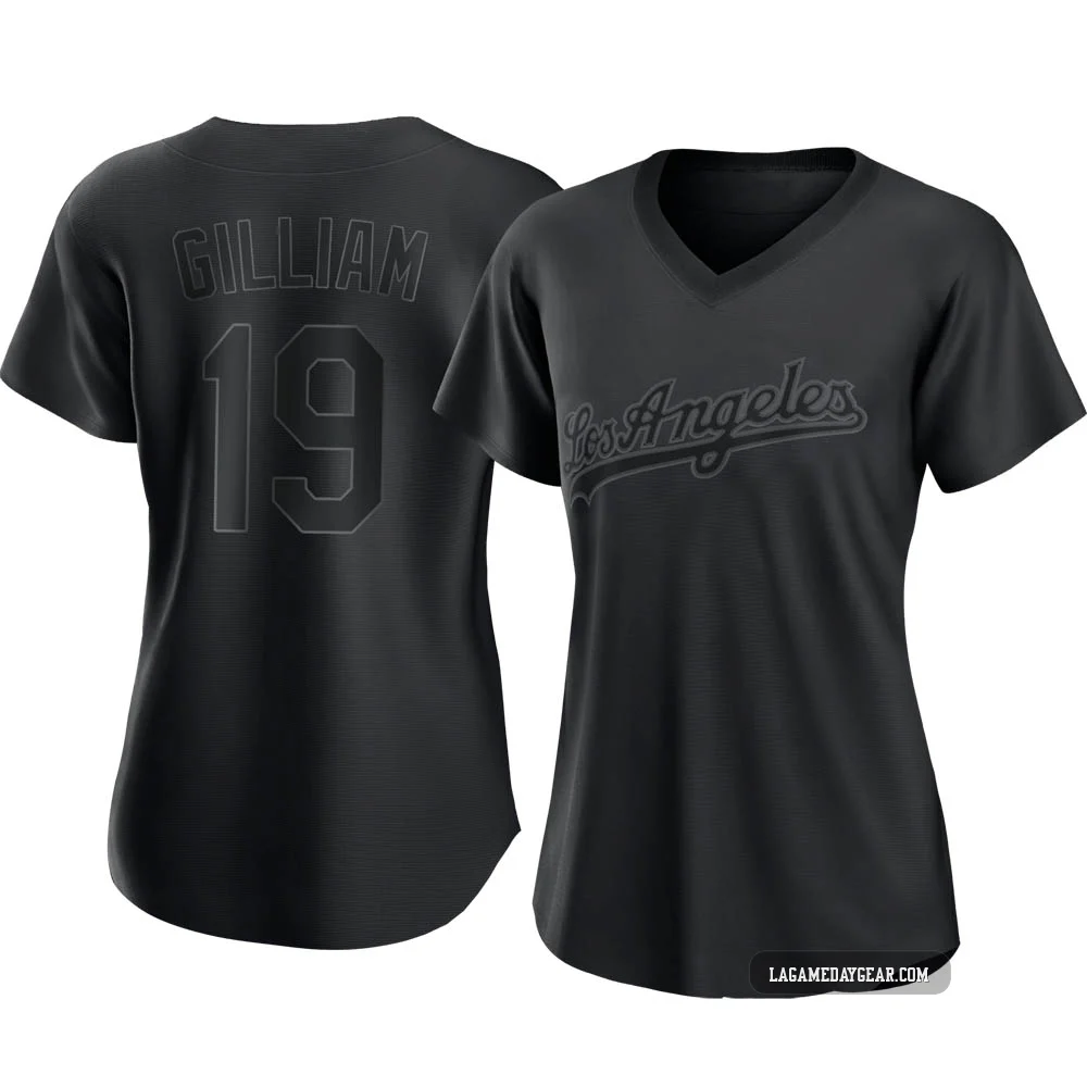 Jim Gilliam ＃19 Los Angeles Dodgers Authentic Women's Black Pitch Fashion Jersey