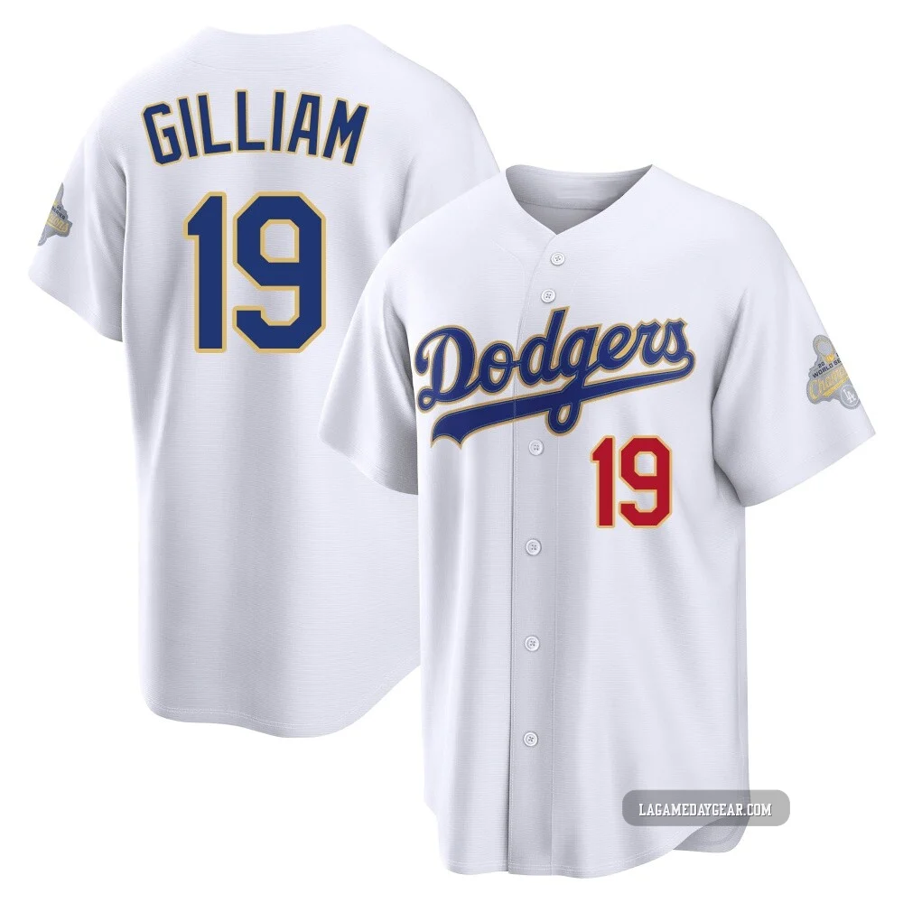 Jim Gilliam ＃19 Los Angeles Dodgers Limited Men's Gold White 2026 Collection Stadium Jersey