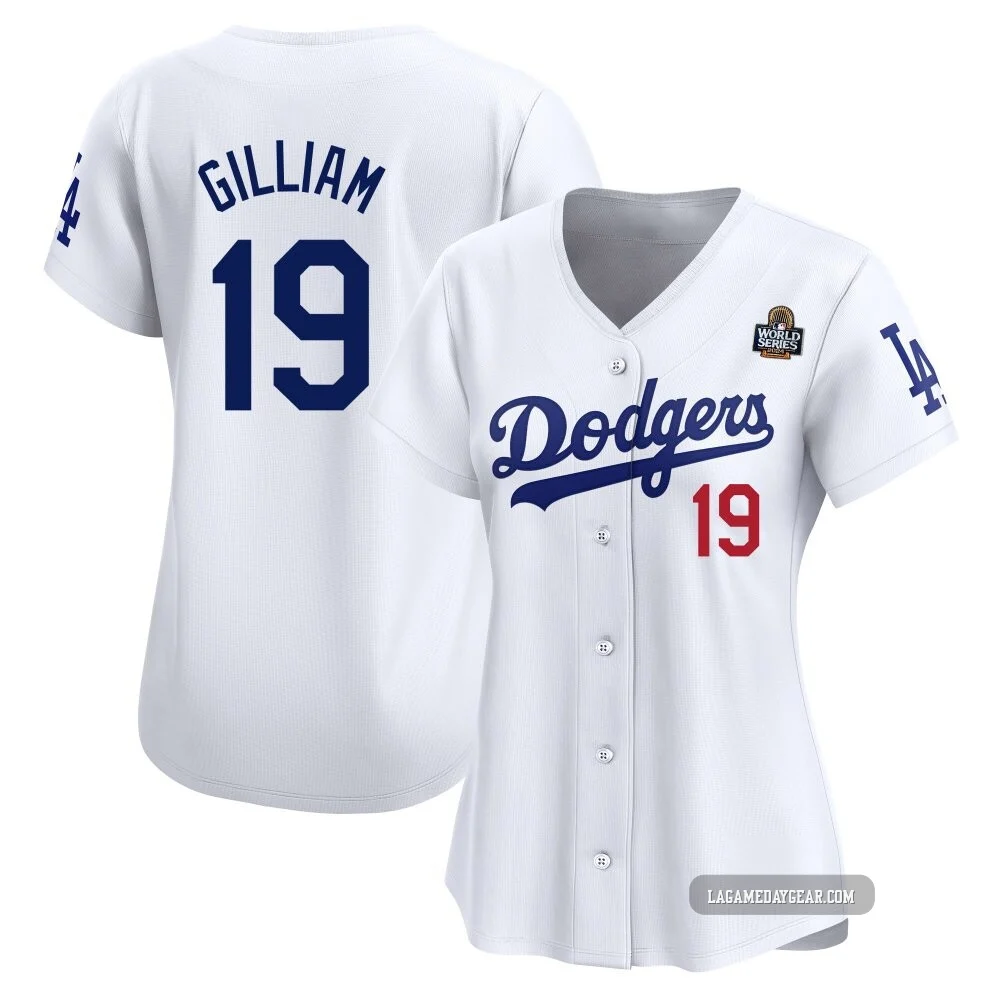 Jim Gilliam ＃19 Los Angeles Dodgers Limited Women's White Home 2024 World Series Jersey