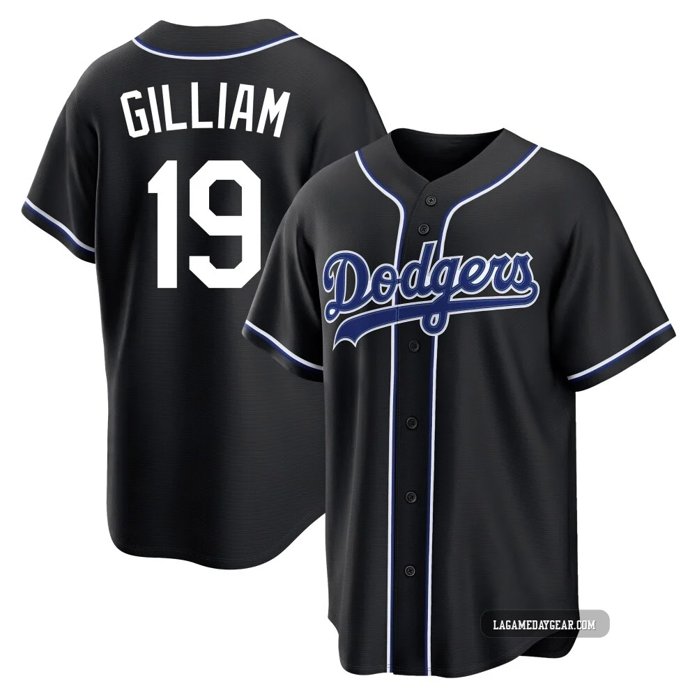 Jim Gilliam ＃19 Los Angeles Dodgers Replica Men's Black Fashion Out Jersey
