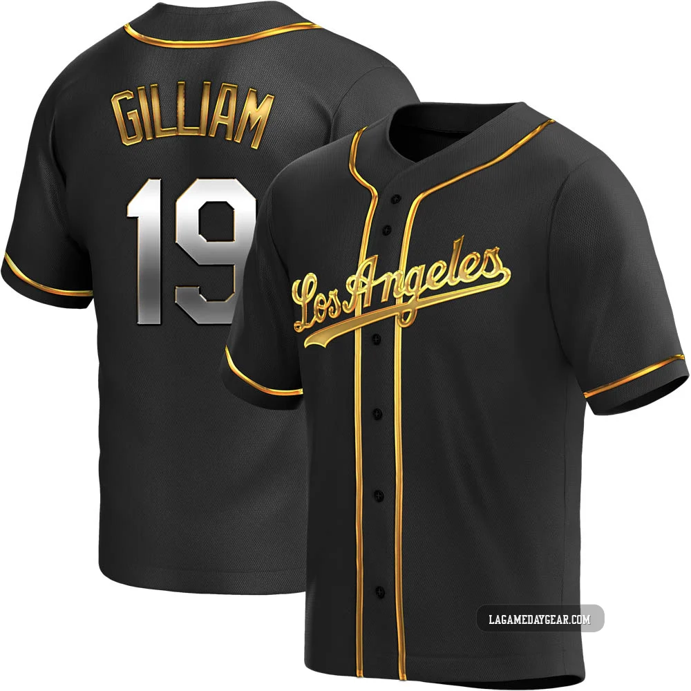 Jim Gilliam ＃19 Los Angeles Dodgers Replica Men's Gold Black en Alternate Jersey