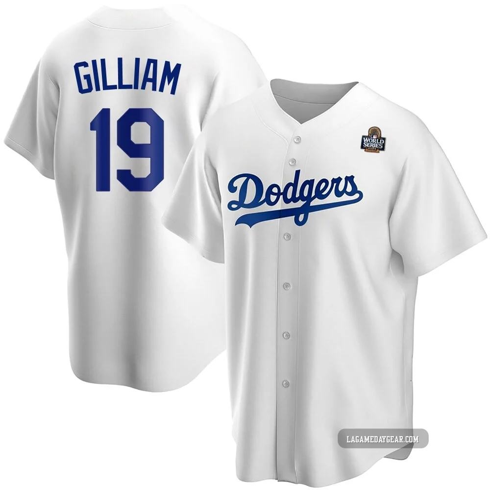 Jim Gilliam ＃19 Los Angeles Dodgers Replica Men's White Home 2024 World Series Jersey