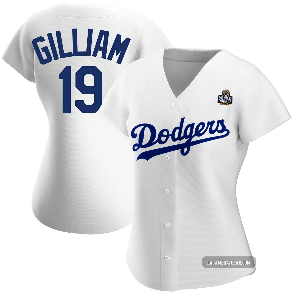 Jim Gilliam ＃19 Los Angeles Dodgers Replica Women's White Home 2024 World Series Jersey