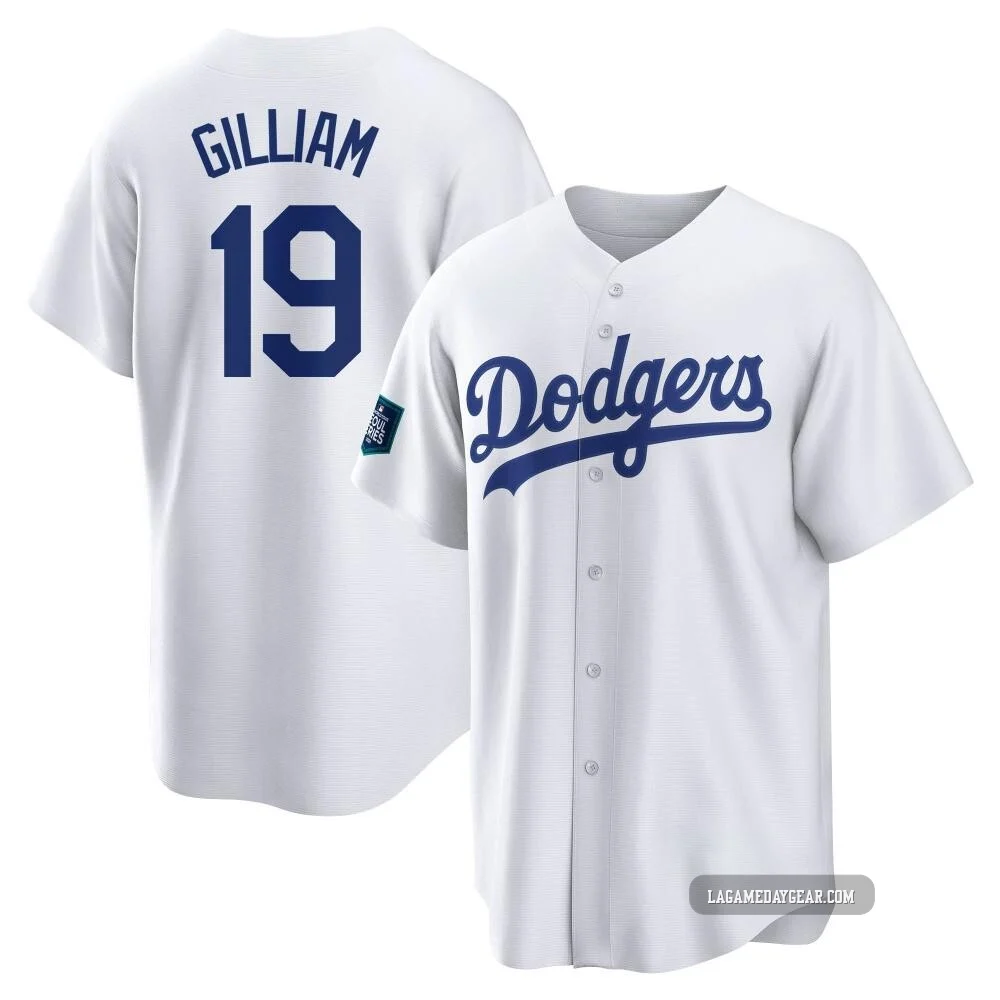 Jim Gilliam ＃19 Los Angeles Dodgers Replica Youth White 2024 World Tour Seoul Series Home Jersey