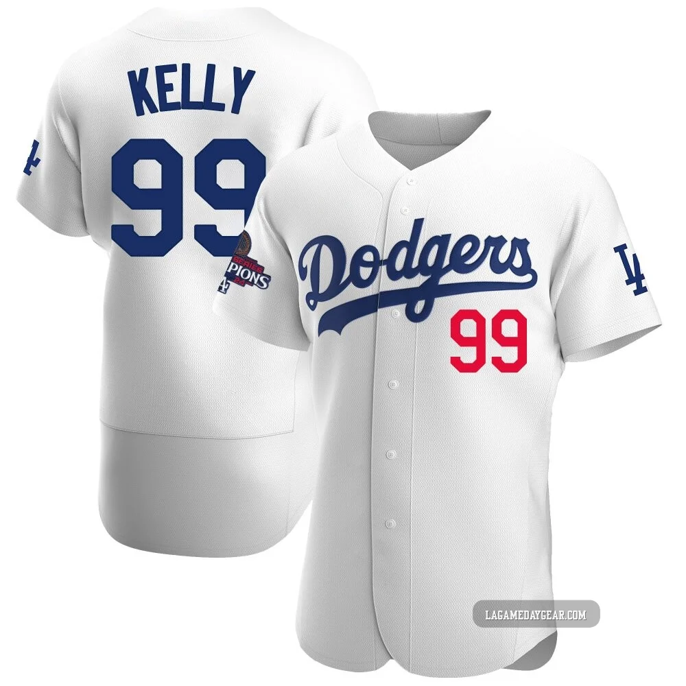 Joe Kelly ＃99 Los Angeles Dodgers Authentic Men's White Home Official 2024 World Series Champions Jersey