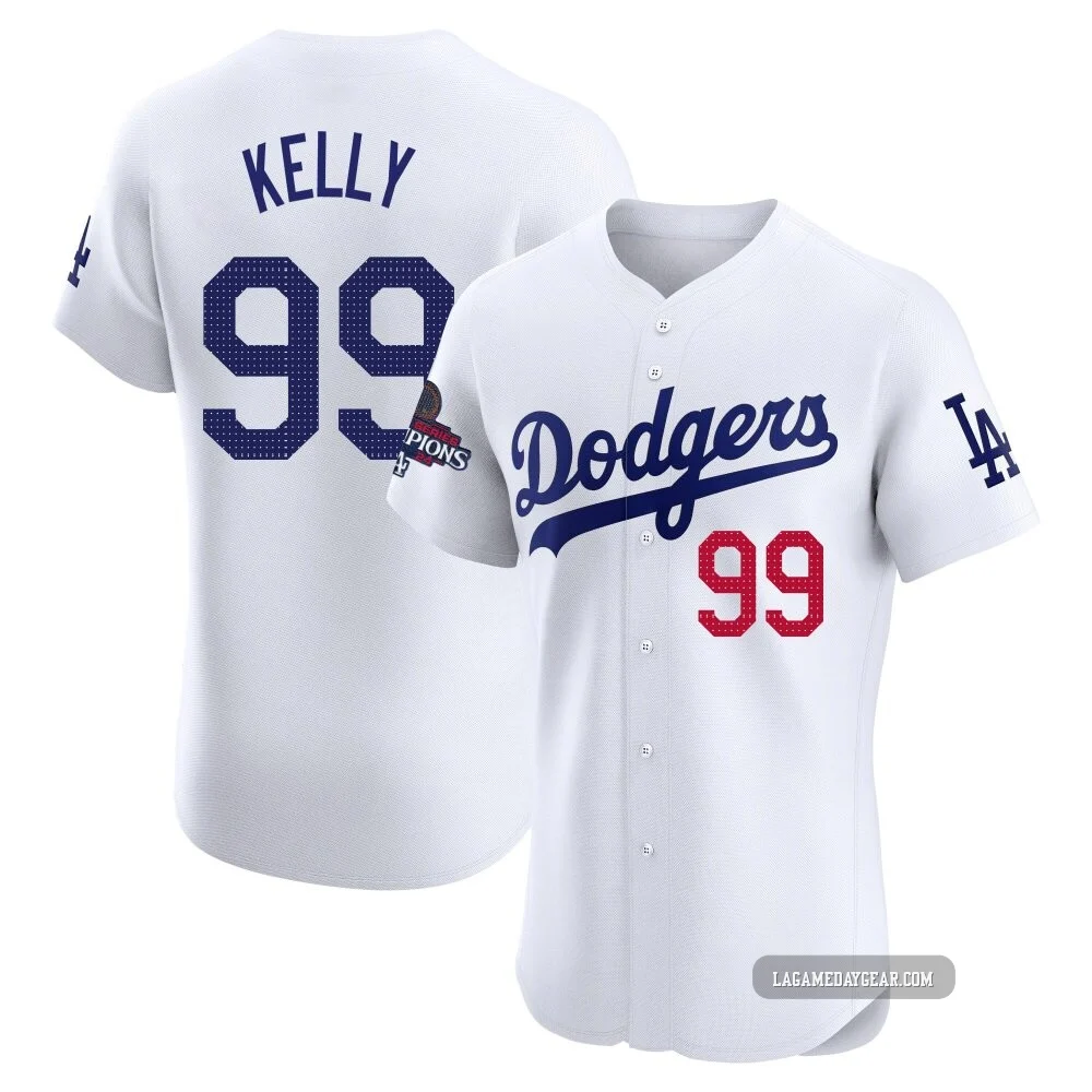 Joe Kelly ＃99 Los Angeles Dodgers Elite Men's White Home World Series Champions Jersey