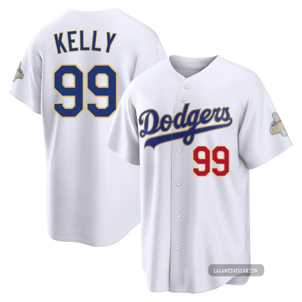 Joe Kelly ＃99 Los Angeles Dodgers Limited Men's Gold White 2026 Collection Stadium Jersey