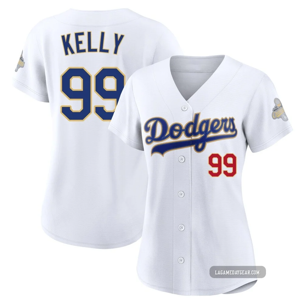 Joe Kelly ＃99 Los Angeles Dodgers Limited Women's Gold White 2026 Collection Stadium Jersey