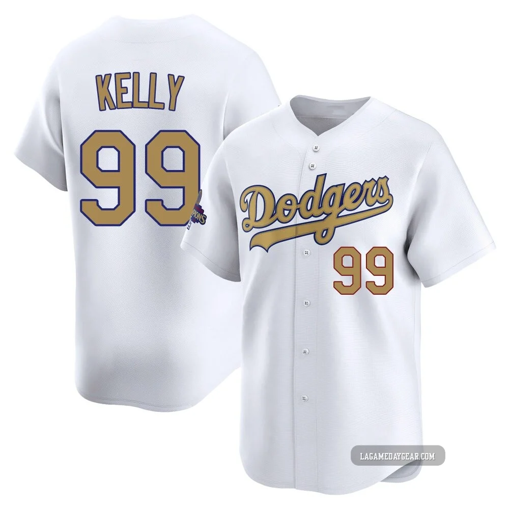 Joe Kelly ＃99 Los Angeles Dodgers Limited Youth Gold White 2025 Collection Jersey