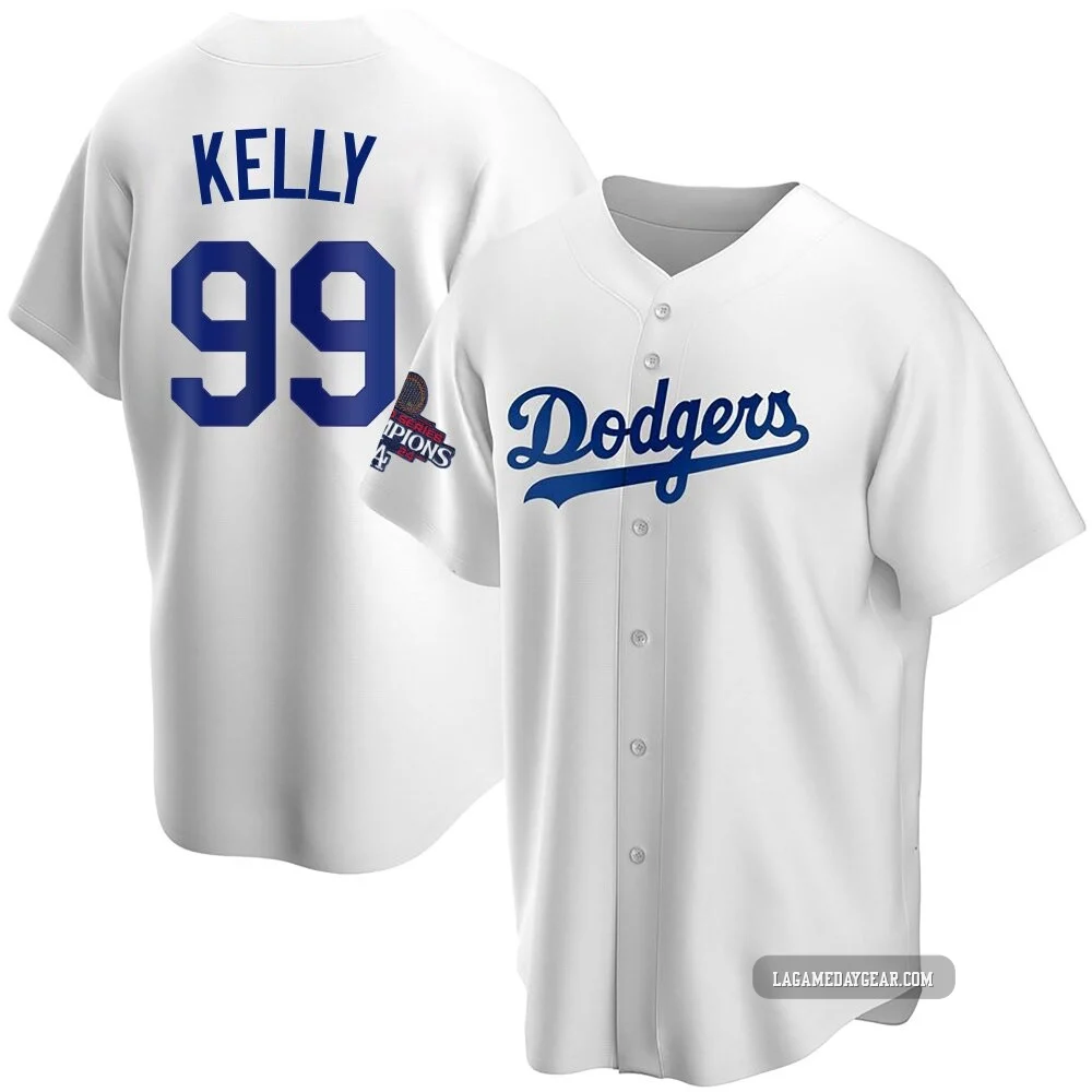 Joe Kelly ＃99 Los Angeles Dodgers Replica Youth White Home 2024 World Series Champions Jersey