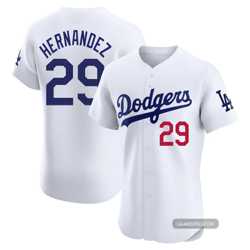 Jonathan Hernandez ＃29 Los Angeles Dodgers Elite Men's White Home Jersey