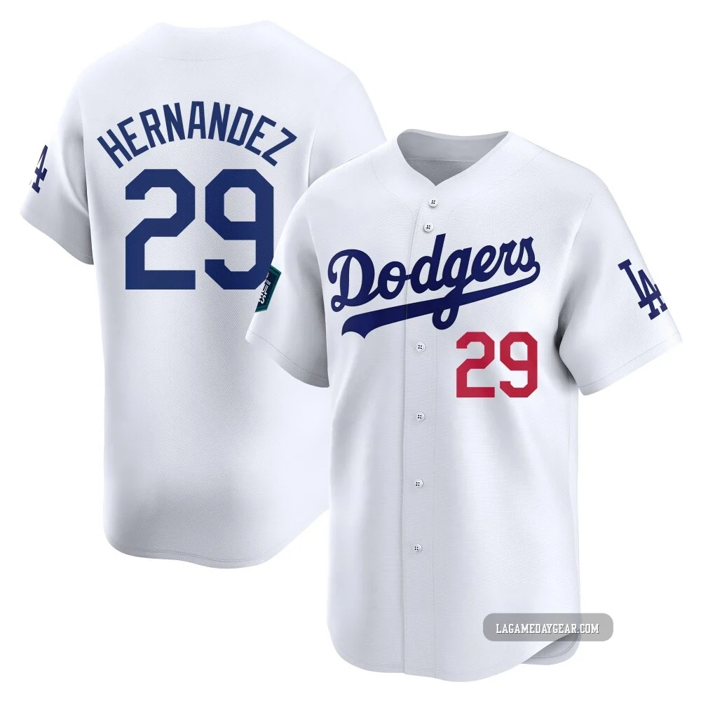 Jonathan Hernandez ＃29 Los Angeles Dodgers Limited Men's White 2024 World Tour Seoul Series Home Jersey
