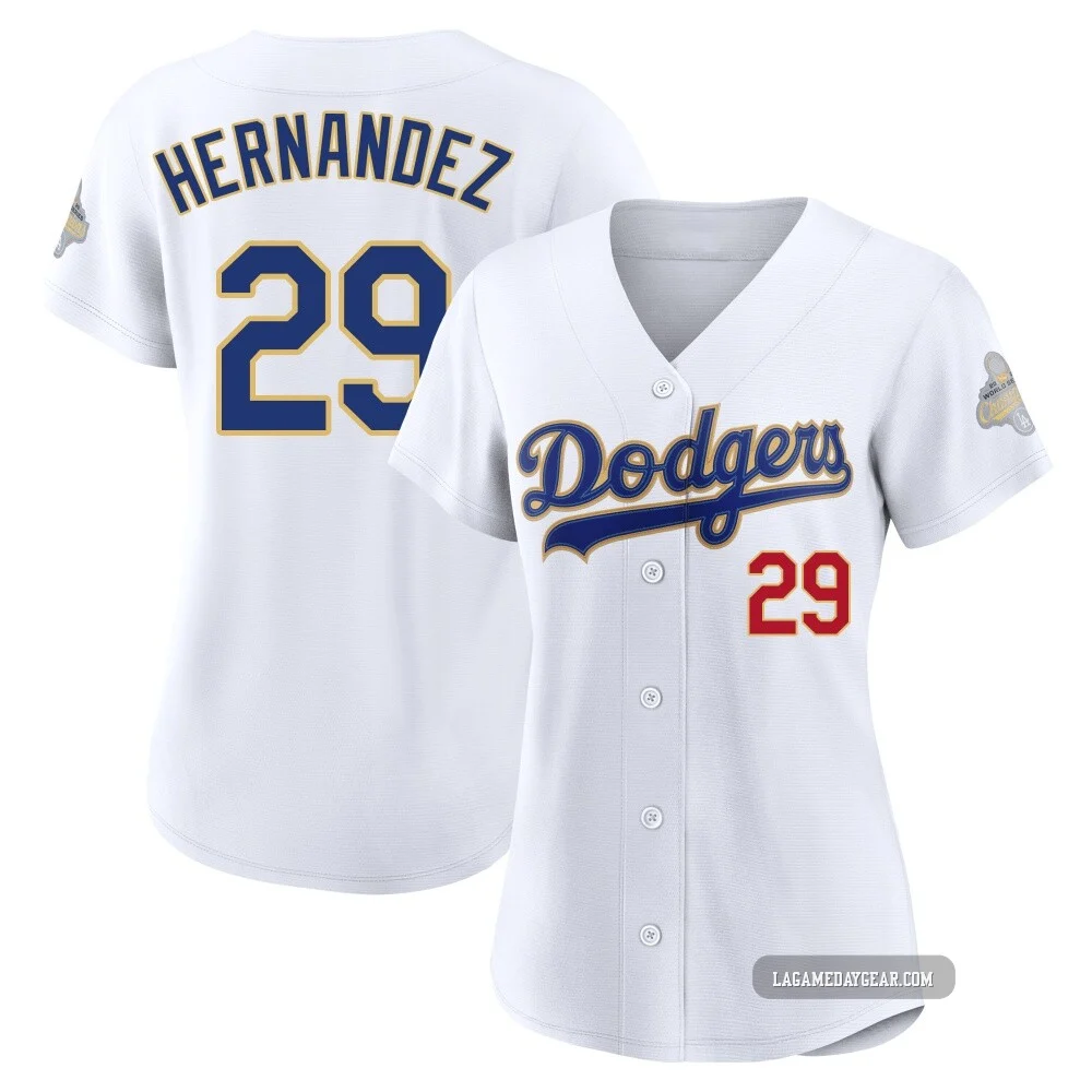 Jonathan Hernandez ＃29 Los Angeles Dodgers Limited Women's Gold White 2026 Collection Stadium Jersey