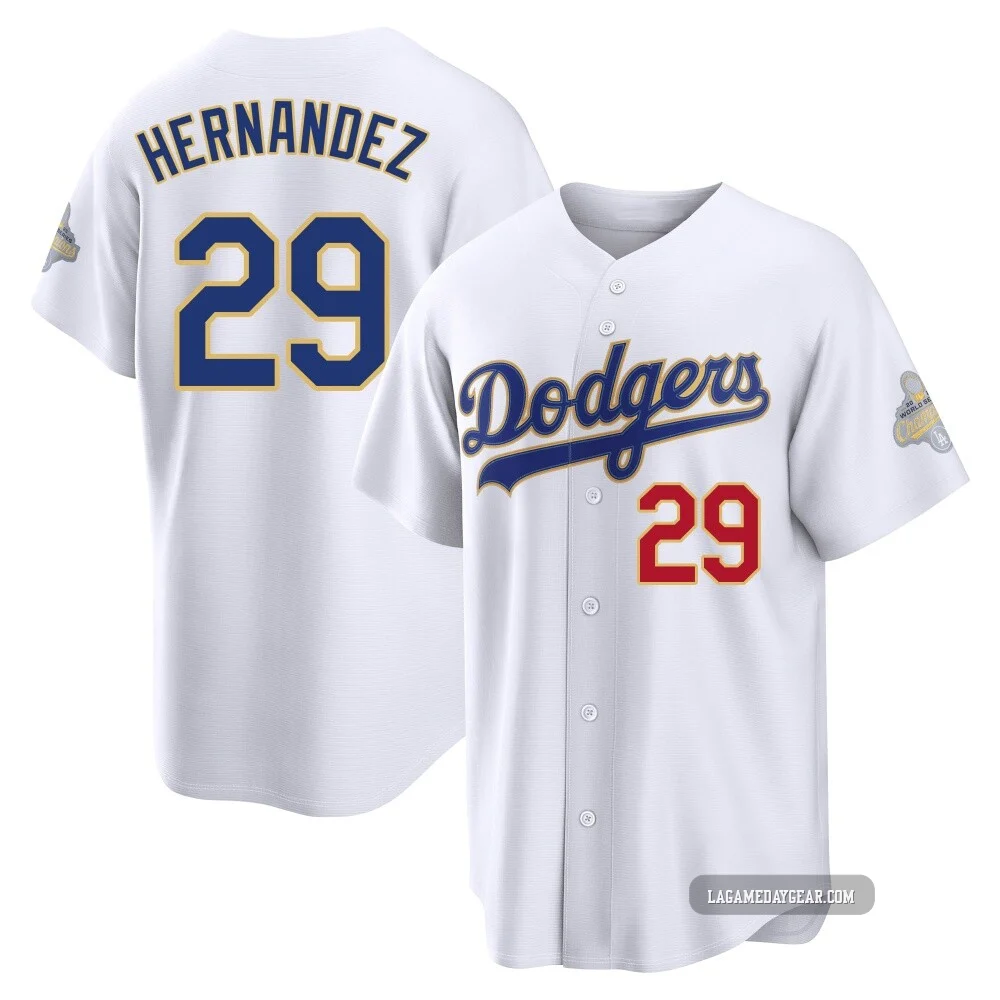Jonathan Hernandez ＃29 Los Angeles Dodgers Limited Youth Gold White 2026 Collection Stadium Jersey