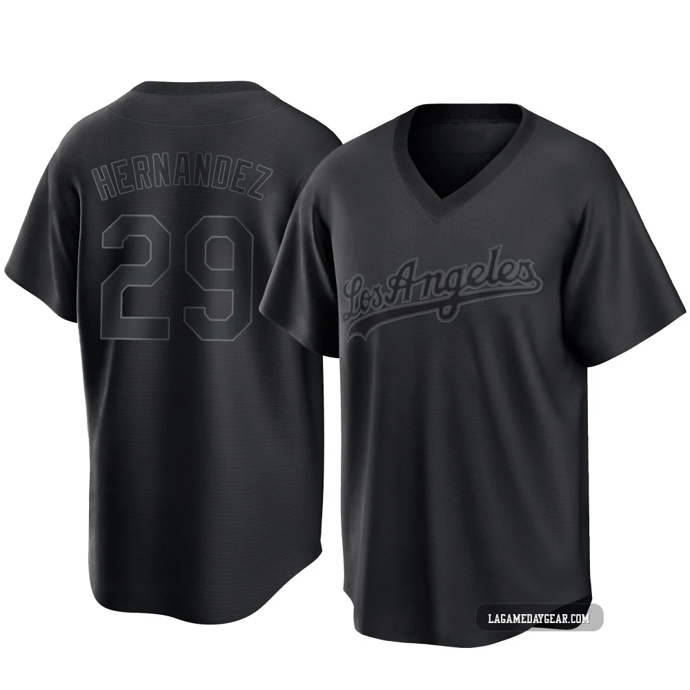 Jonathan Hernandez ＃29 Los Angeles Dodgers Replica Men's Black Pitch Fashion Jersey